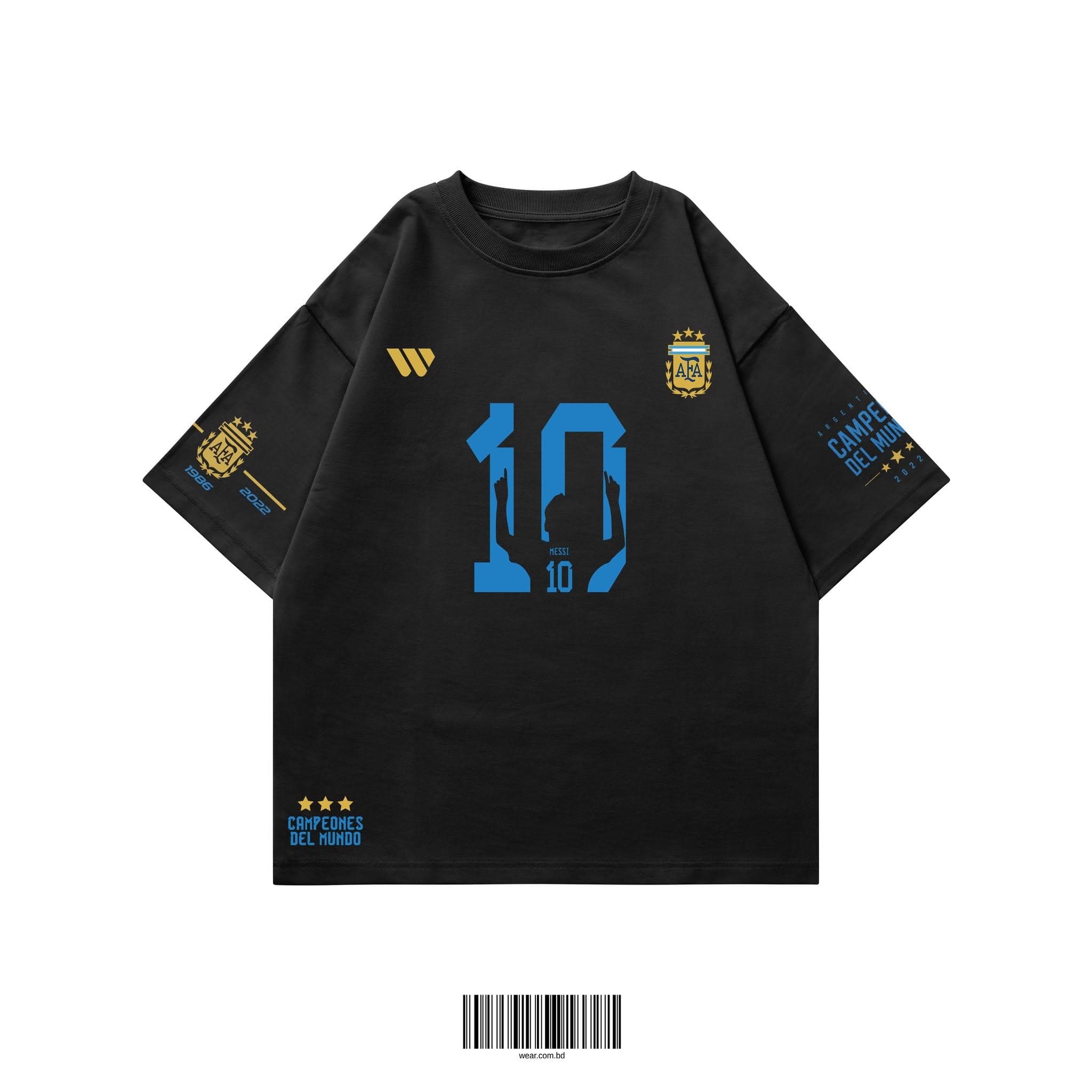 Messi World Champion Oversized T-Shirt – Black Edition