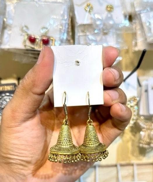 Traditional Antique Gold Jhumka Earrings