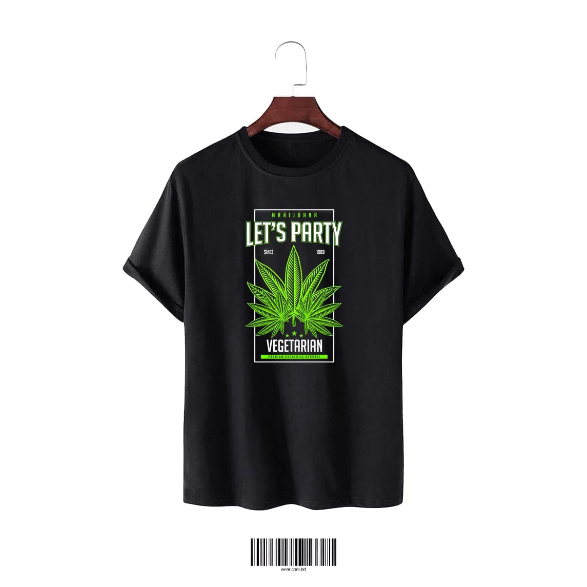 Black Graphic T-Shirt – “LET’S PARTY”